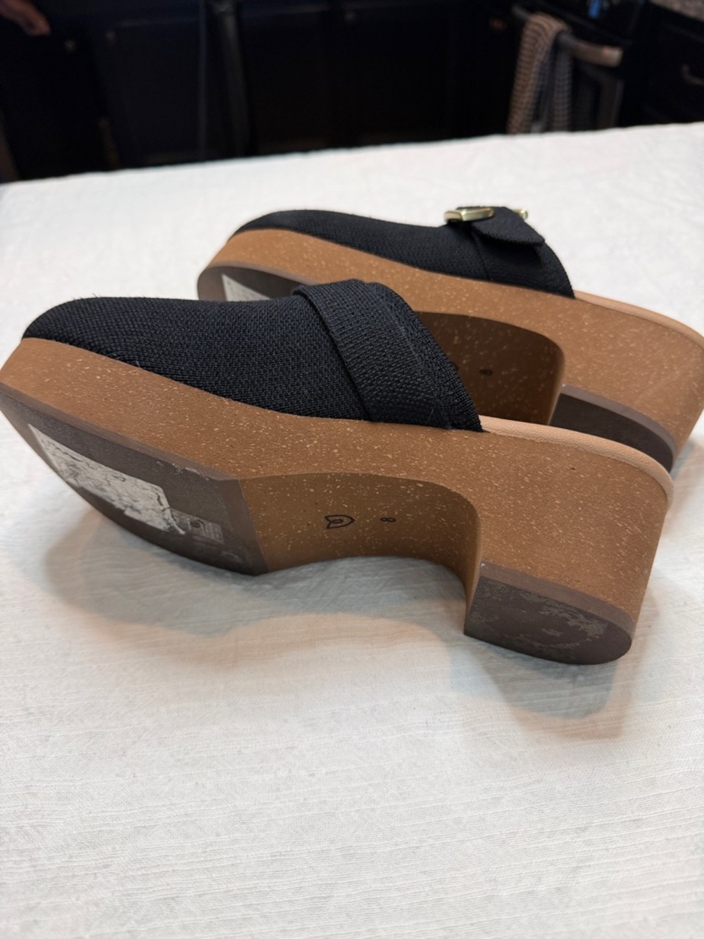 Rothy's Black Knit Mule Clogs with Gold Buckle - Picture 7 of 7